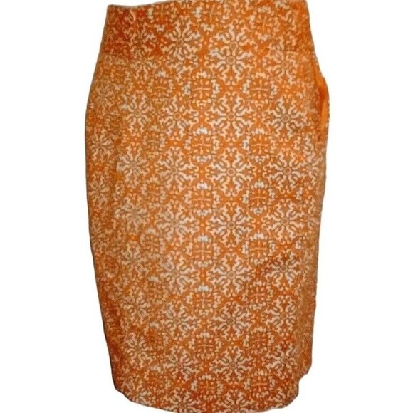 Rafaella Petite Womens Pencil Skirt Size 6P Orange White - Picture 2 of 9
